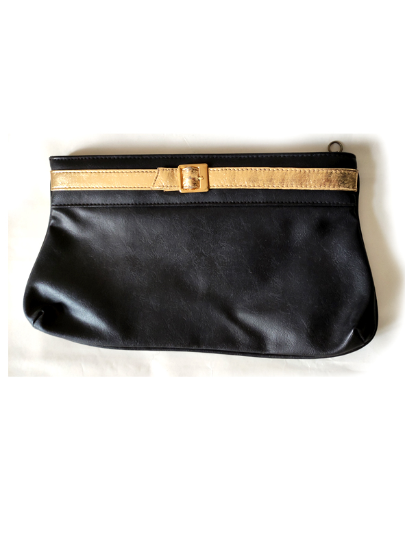 vintage clutch bag black gold